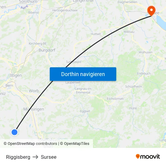 Riggisberg to Sursee map