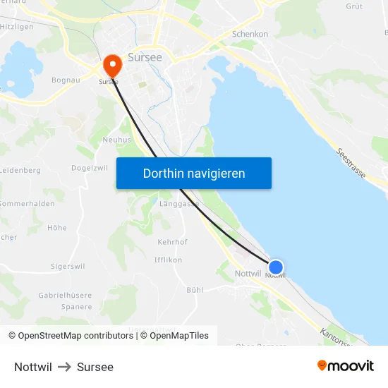 Nottwil to Sursee map