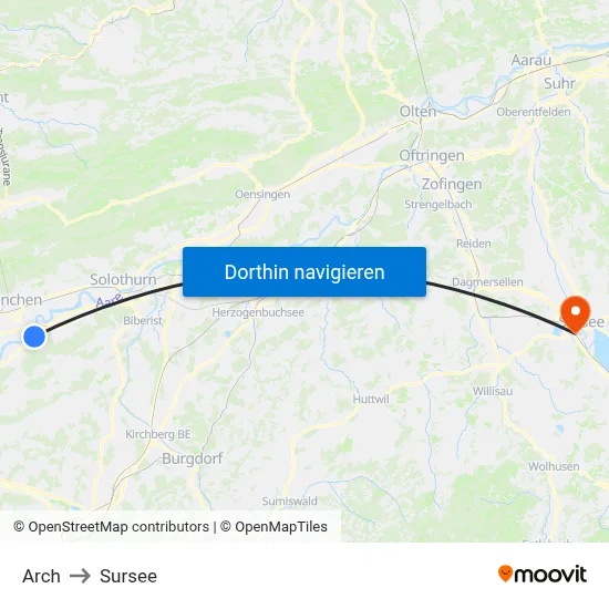 Arch to Sursee map