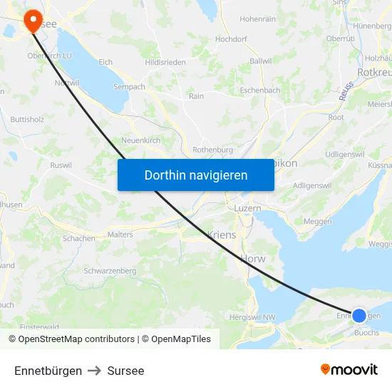 Ennetbürgen to Sursee map