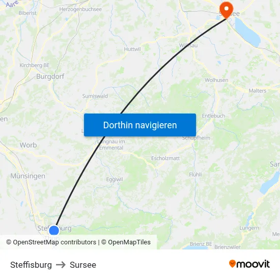 Steffisburg to Sursee map
