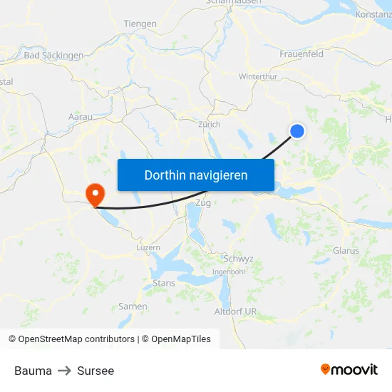 Bauma to Sursee map