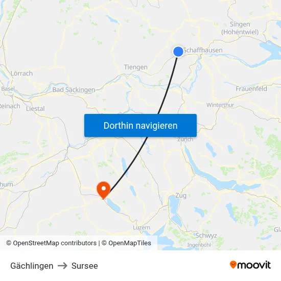 Gächlingen to Sursee map