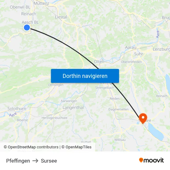 Pfeffingen to Sursee map