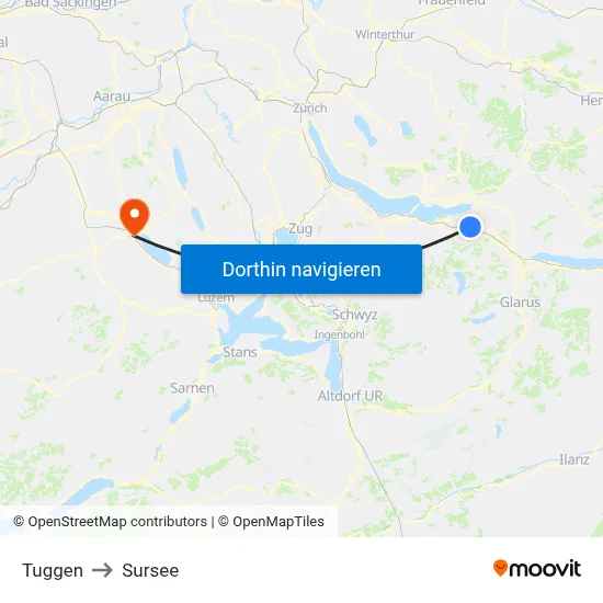 Tuggen to Sursee map