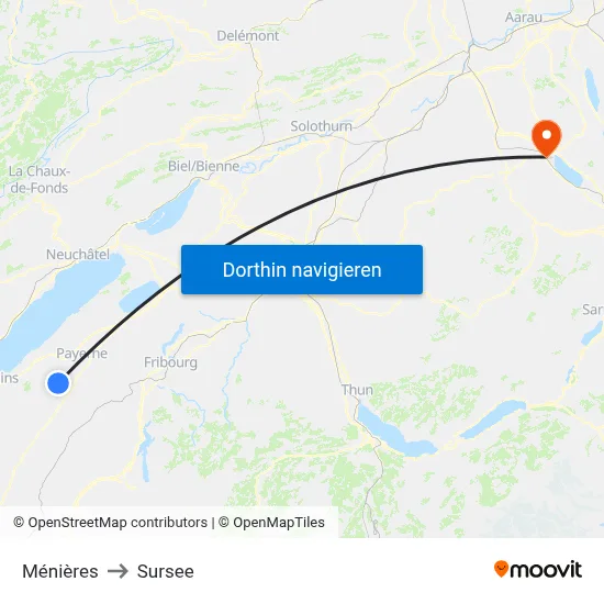 Ménières to Sursee map