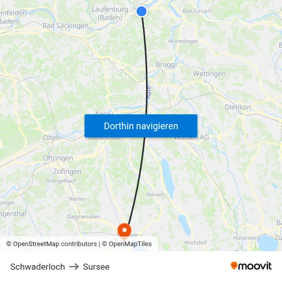 Schwaderloch to Sursee map