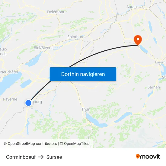 Corminboeuf to Sursee map