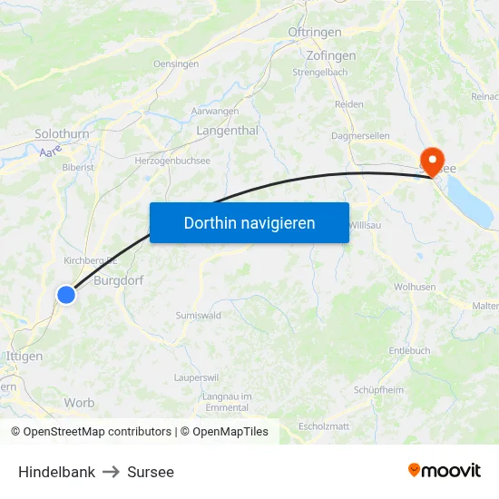 Hindelbank to Sursee map