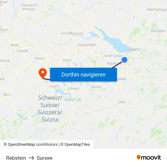 Rebstein to Sursee map