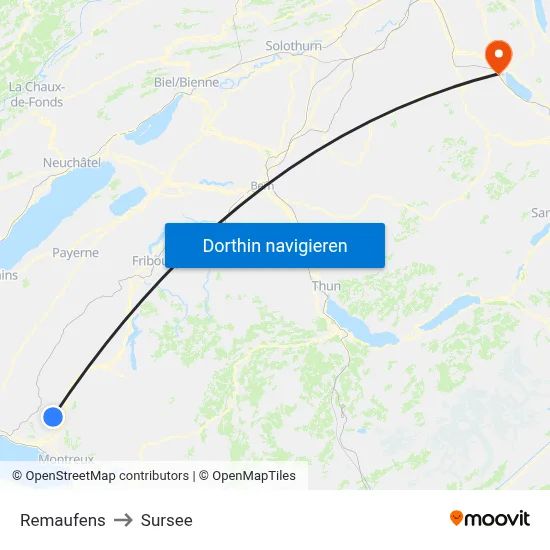 Remaufens to Sursee map