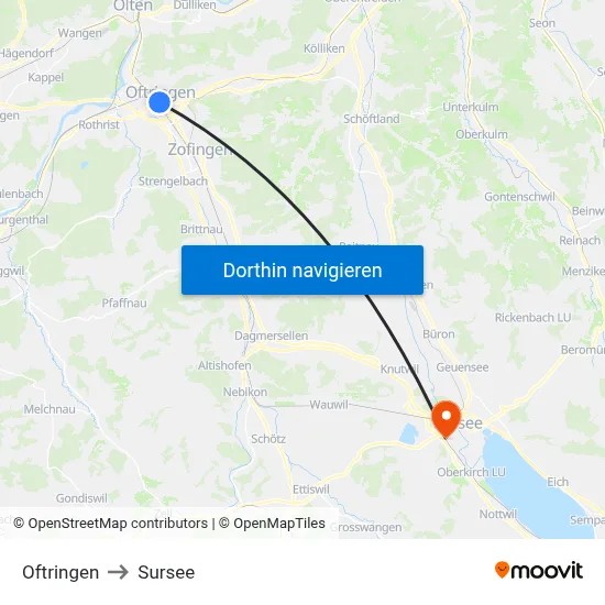 Oftringen to Sursee map