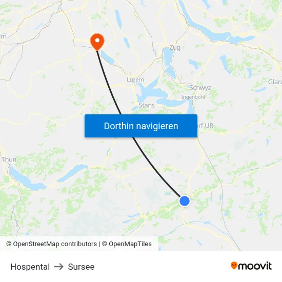 Hospental to Sursee map