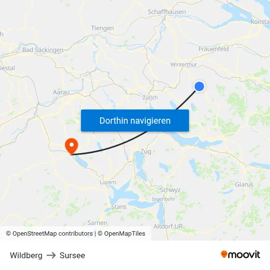 Wildberg to Sursee map