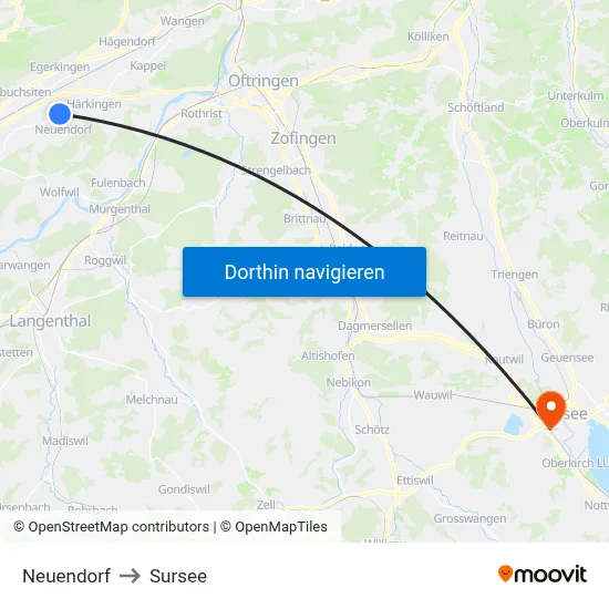 Neuendorf to Sursee map