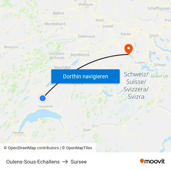 Oulens-Sous-Echallens to Sursee map