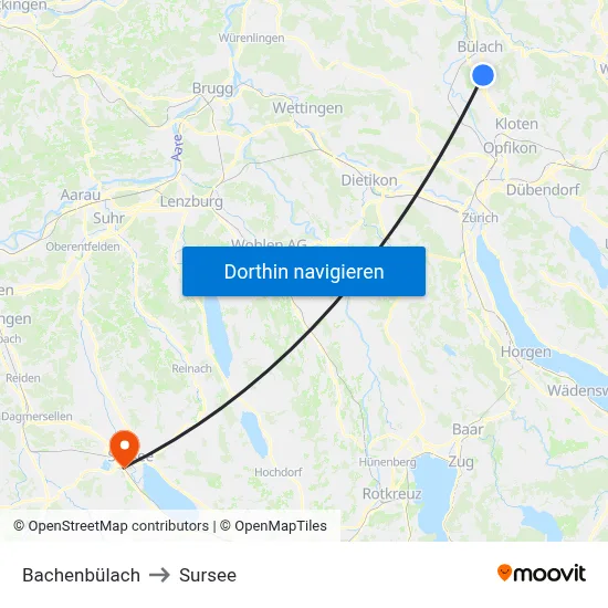 Bachenbülach to Sursee map