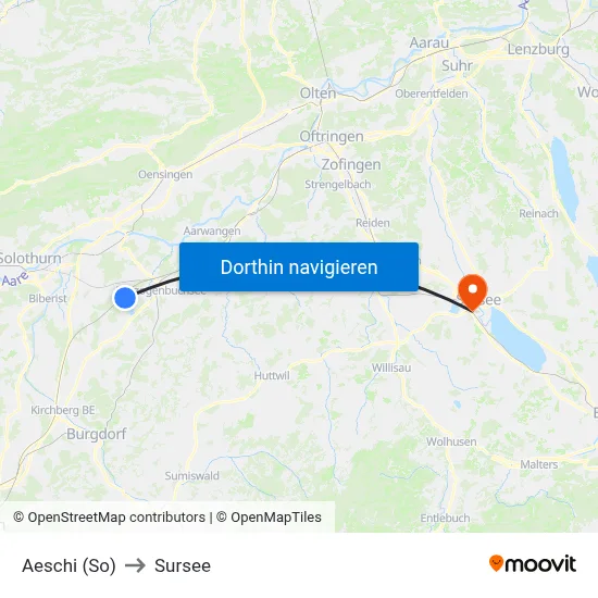 Aeschi (So) to Sursee map