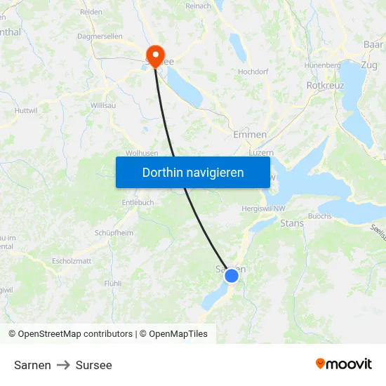 Sarnen to Sursee map
