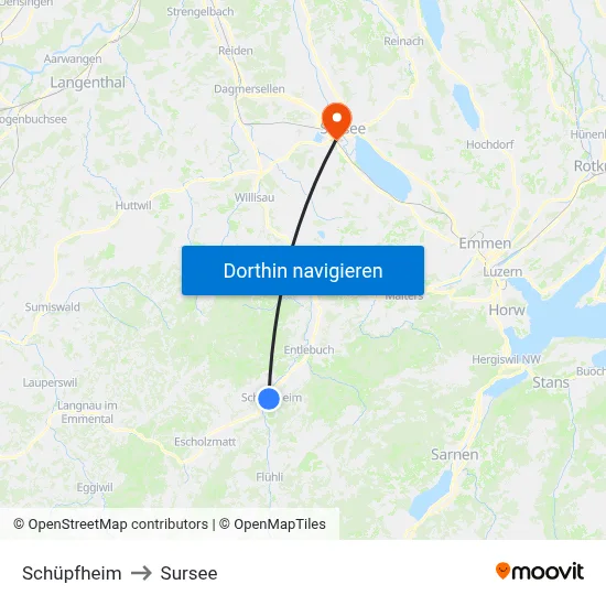 Schüpfheim to Sursee map