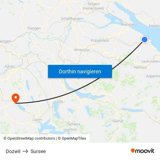 Dozwil to Sursee map