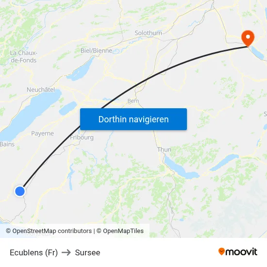 Ecublens (Fr) to Sursee map
