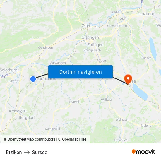 Etziken to Sursee map