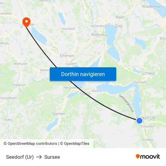 Seedorf (Ur) to Sursee map