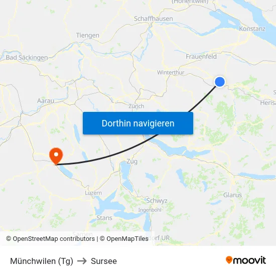 Münchwilen (Tg) to Sursee map