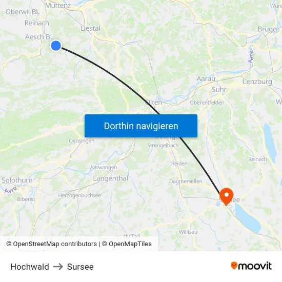 Hochwald to Sursee map