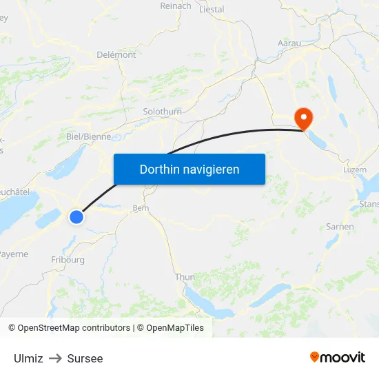 Ulmiz to Sursee map