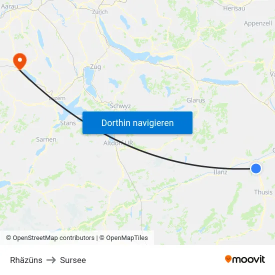 Rhäzüns to Sursee map