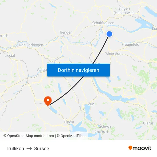 Trüllikon to Sursee map