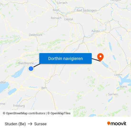 Studen (Be) to Sursee map