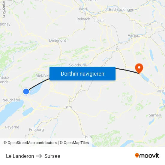 Le Landeron to Sursee map