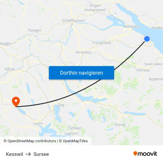 Kesswil to Sursee map