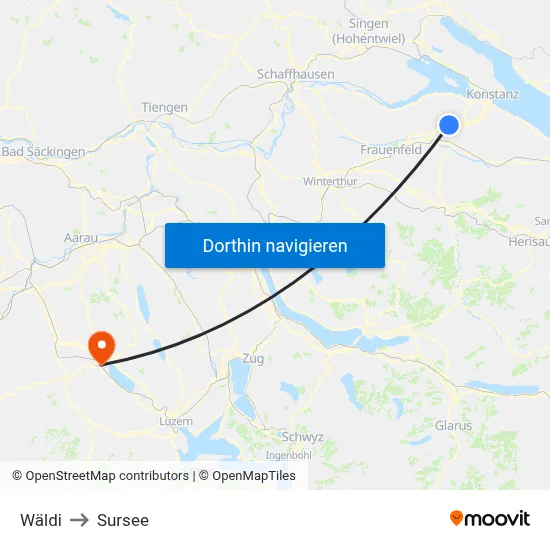 Wäldi to Sursee map