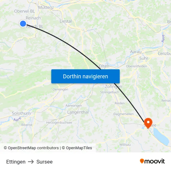 Ettingen to Sursee map