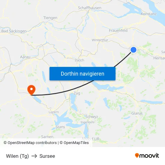 Wilen (Tg) to Sursee map