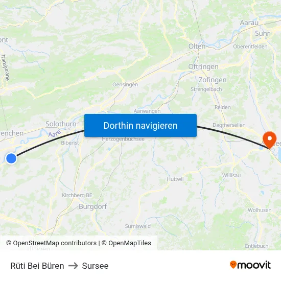 Rüti Bei Büren to Sursee map