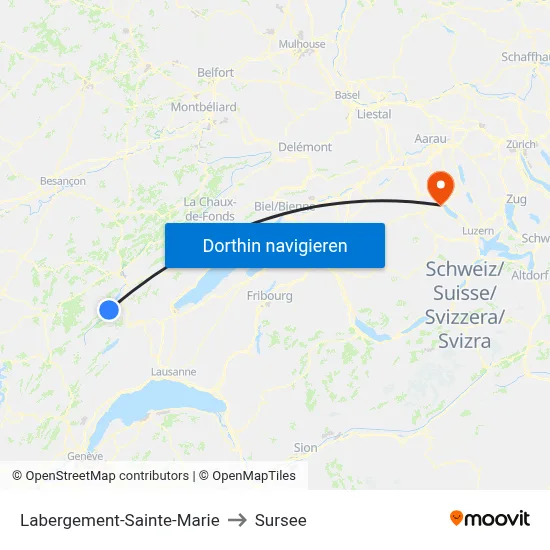 Labergement-Sainte-Marie to Sursee map