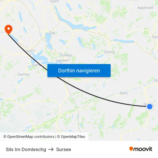 Sils Im Domleschg to Sursee map