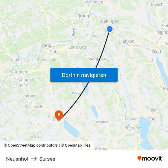 Neuenhof to Sursee map