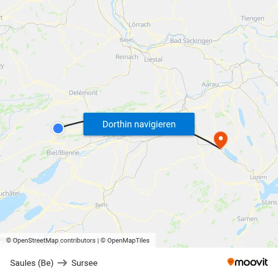 Saules (Be) to Sursee map