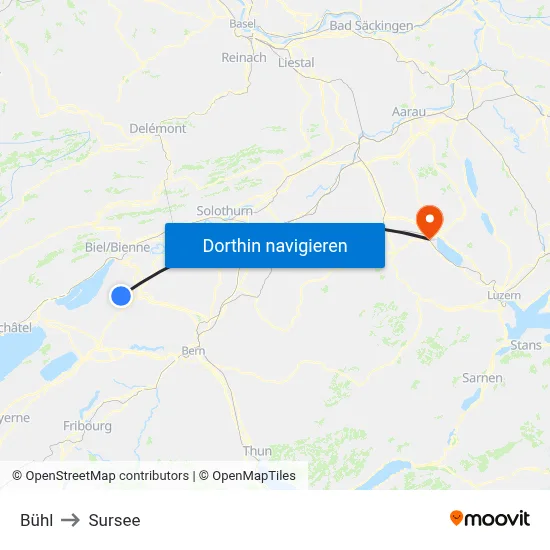 Bühl to Sursee map