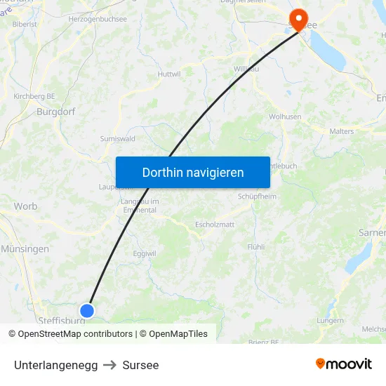 Unterlangenegg to Sursee map