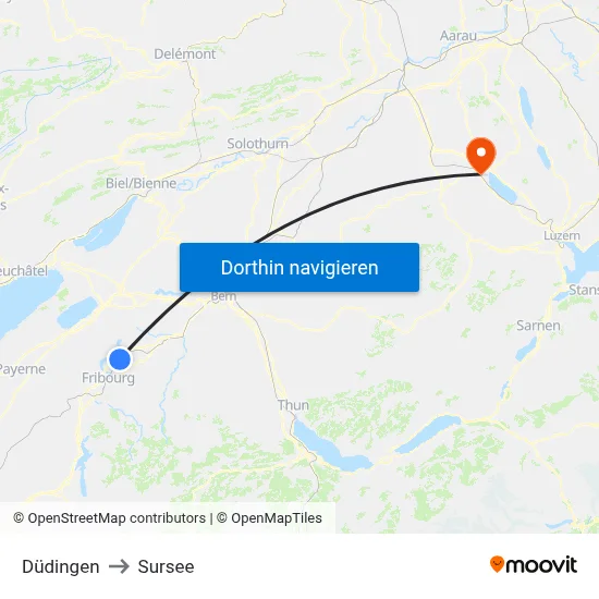 Düdingen to Sursee map