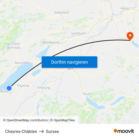 Cheyres-Châbles to Sursee map
