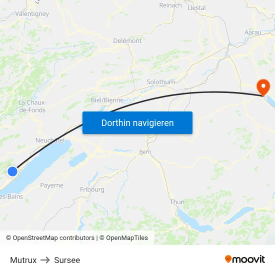Mutrux to Sursee map