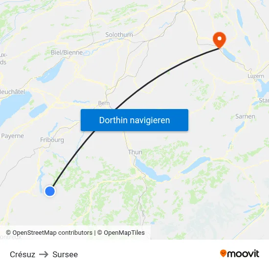 Crésuz to Sursee map